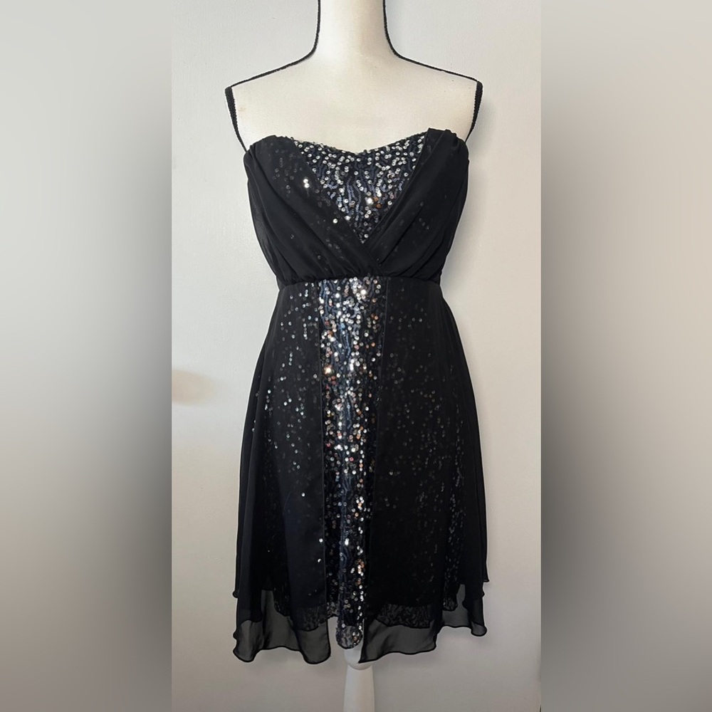 Windsor juniors strapless evening cocktail Black Sequin Dress 9